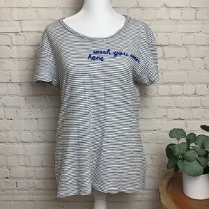 Express Striped "Wish You Were Here" Tee
